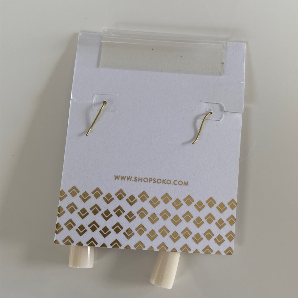 NEW Soko Gold & Ivory Dangle Earrings handmade in Kenya - Picture 5 of 5
